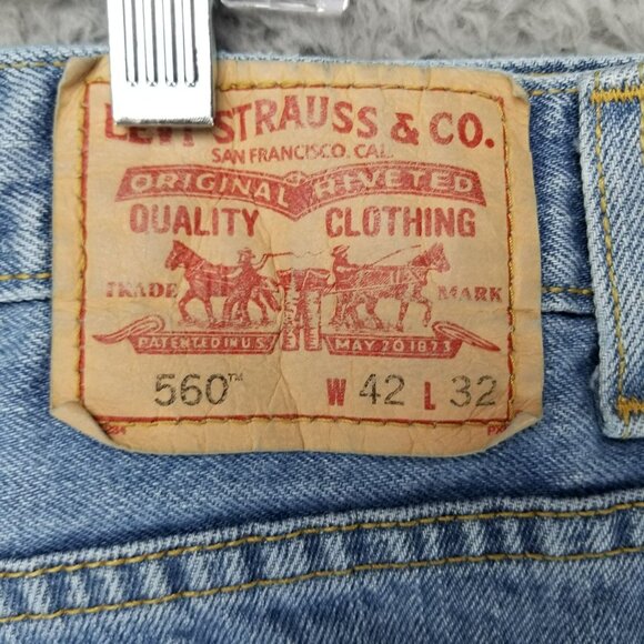 Levis Jeans Mens 42x32 100% Cotton 560 Vintage Comfort Fit Tapered Leg *Read* - Picture 13 of 16
